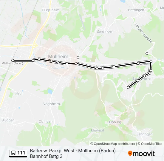 111 Bus Line Map