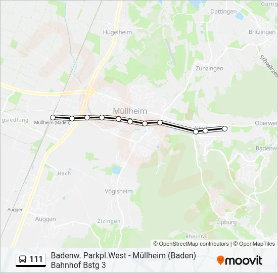 111 Bus Line Map