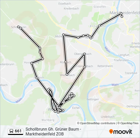 661 Bus Line Map