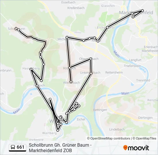 661 Bus Line Map