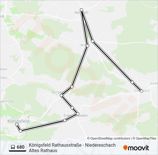 Автобус 680: карта маршрута