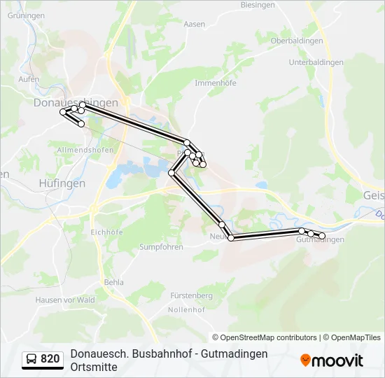 820 Bus Line Map