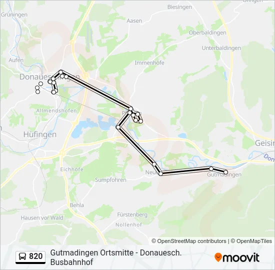820 Bus Line Map