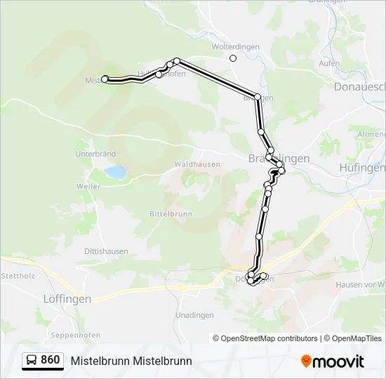 860 Bus Line Map