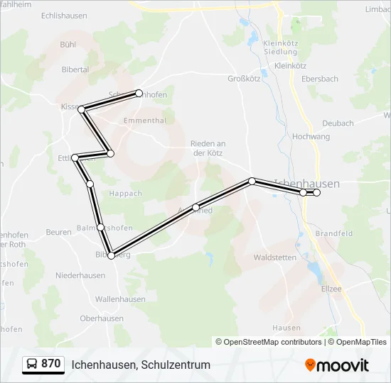 870 Bus Line Map