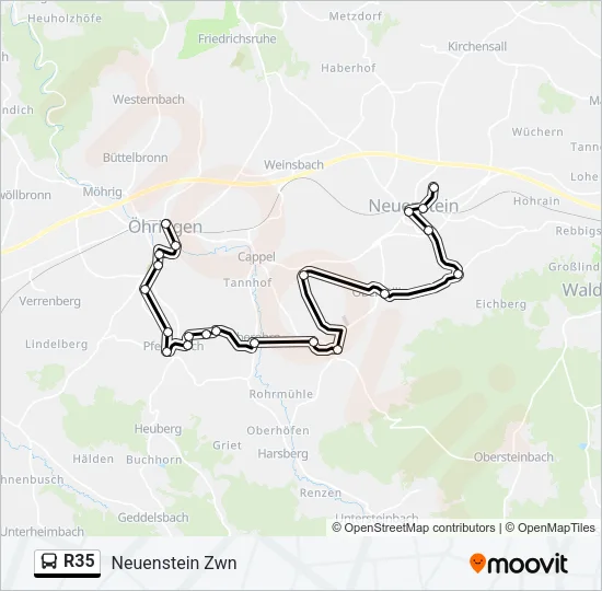 R35 Bus Line Map