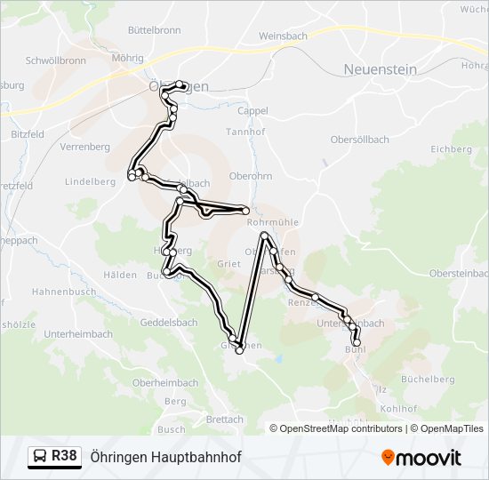 R38 Bus Line Map