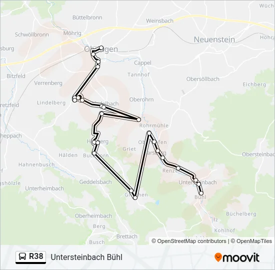 R38 Bus Line Map