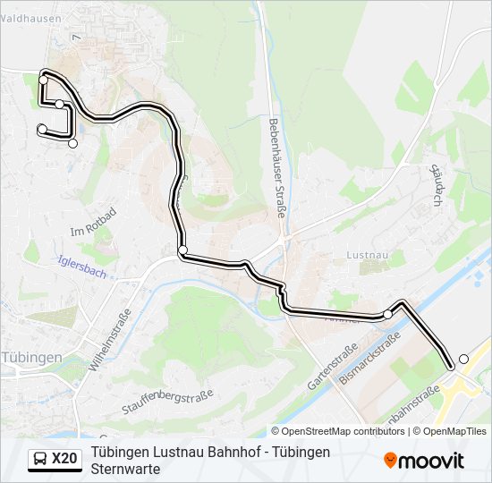 X20 Bus Line Map