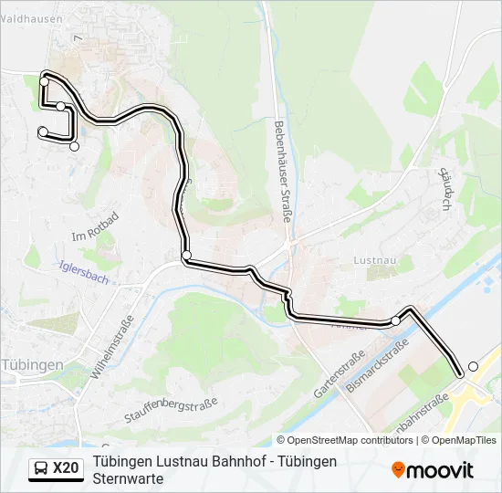 X20 Bus Line Map