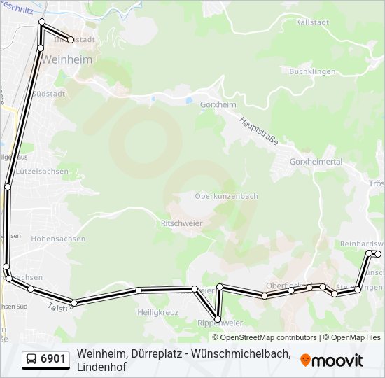 Автобус 6901: карта маршрута