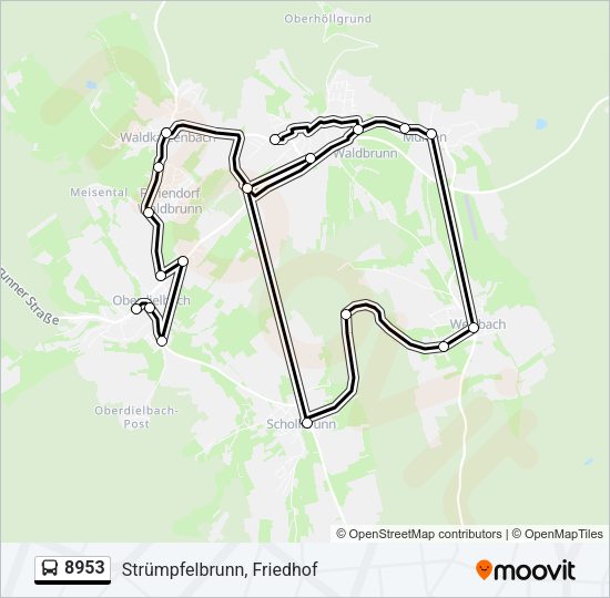Автобус 8953: карта маршрута