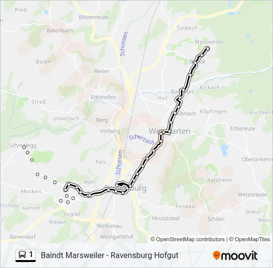 1 Bus Line Map