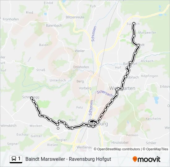 1 Bus Line Map