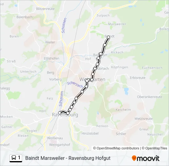 1 Bus Line Map
