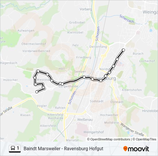 Buslinie 1 Karte