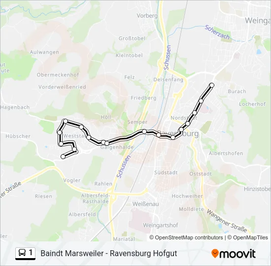 1 Bus Line Map