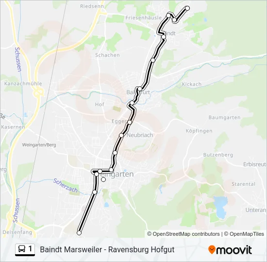 1 Bus Line Map