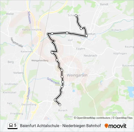 5 Bus Line Map