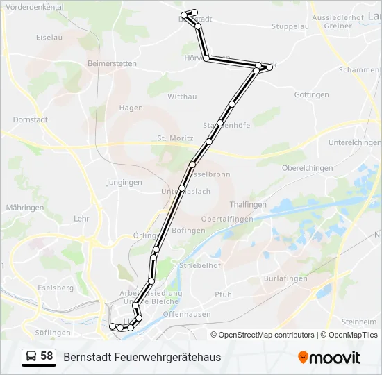 58 Bus Line Map