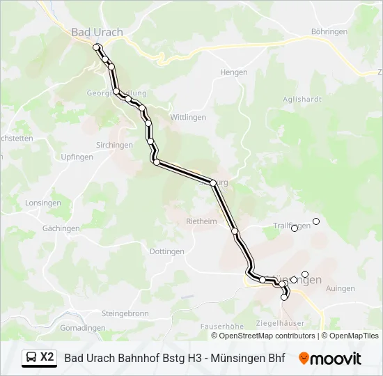 X2 Bus Line Map