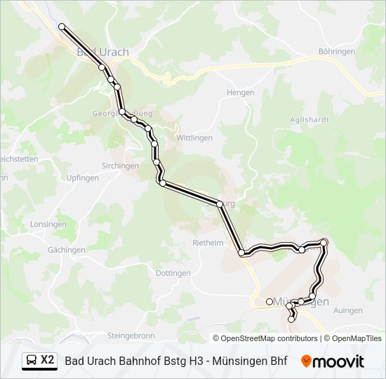 X2 Bus Line Map