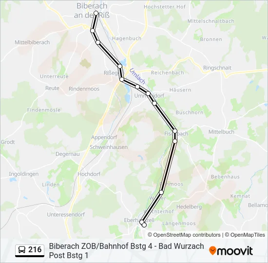 216 Bus Line Map
