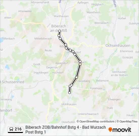 216 Bus Line Map