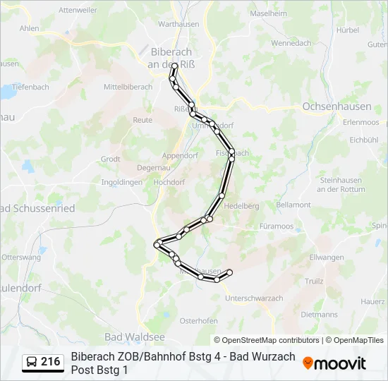 216 Bus Line Map