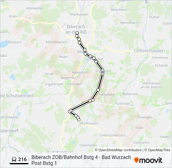 216 Bus Line Map