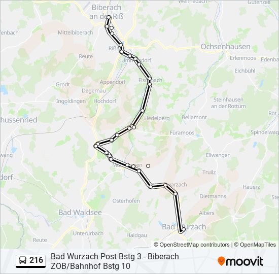 216 bus Line Map