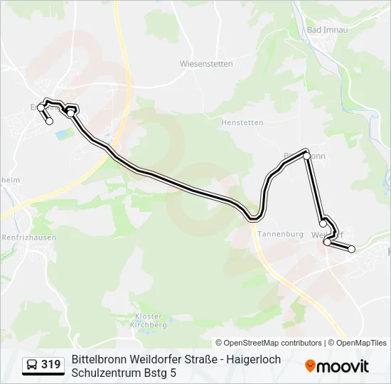 319 Bus Line Map