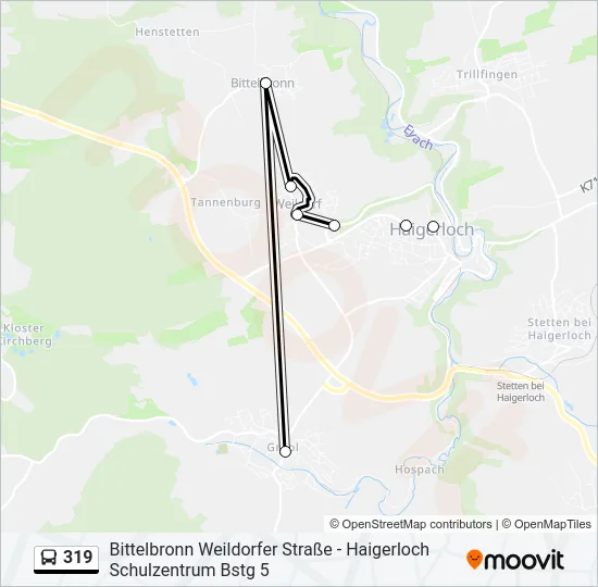 319 Bus Line Map