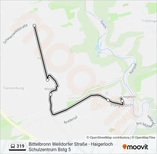 319 Bus Line Map