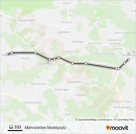 333 Bus Line Map