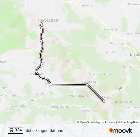334 Bus Line Map