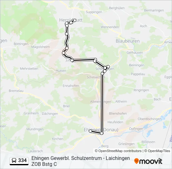 334 Bus Line Map
