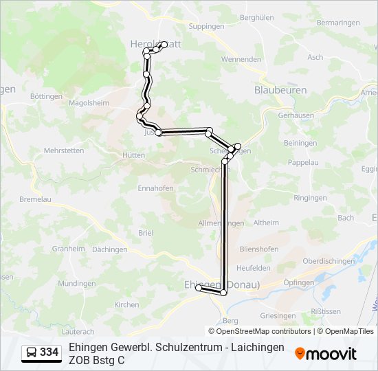 334 bus Line Map