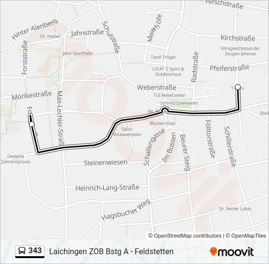 343 Bus Line Map