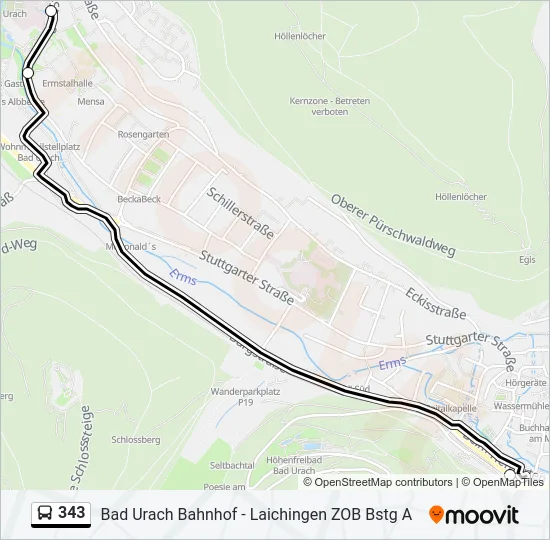 343 Bus Line Map