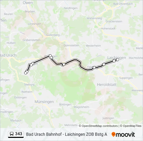 343 Bus Line Map