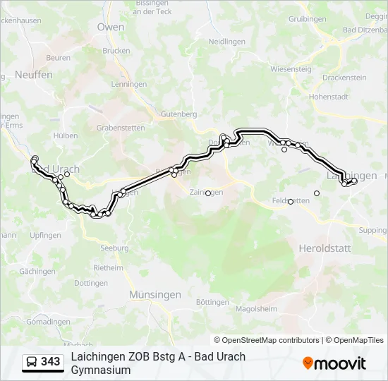 343 Bus Line Map