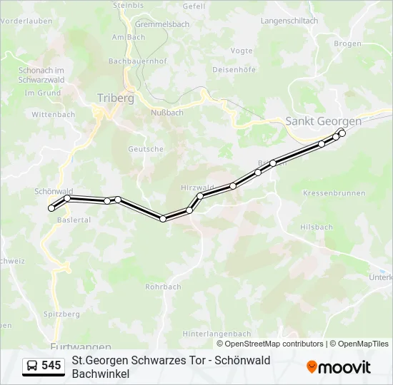 545 Bus Line Map