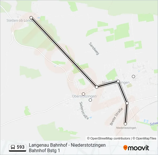 593 Bus Line Map