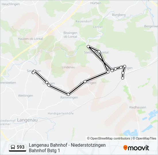 593 Bus Line Map