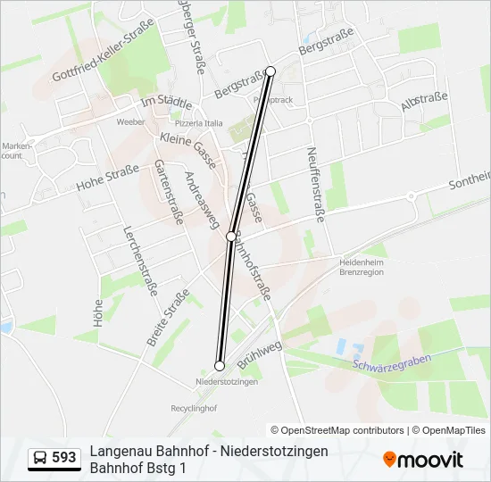 593 Bus Line Map
