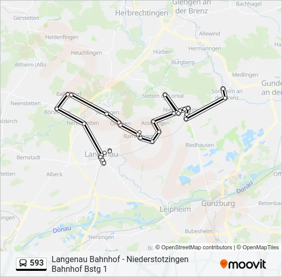 593 Bus Line Map