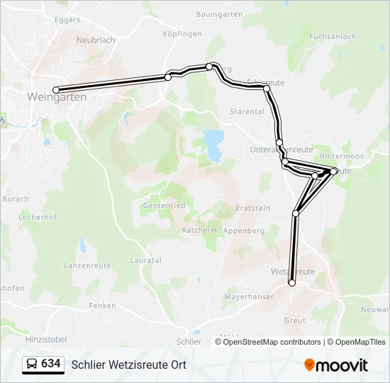 634 Bus Line Map