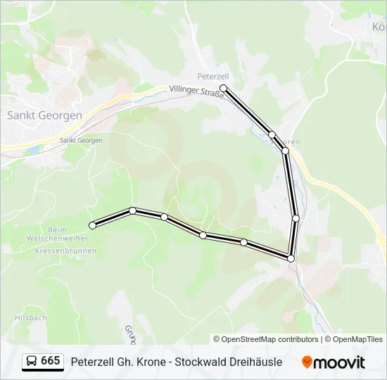 665 Bus Line Map