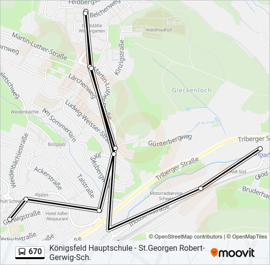 Автобус 670: карта маршрута